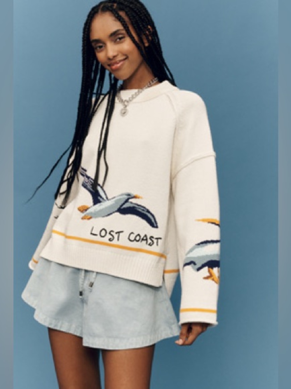 Anthropologie Pilcro Lost Coast Long-Sleeve Crew-Neck Sweater Size M